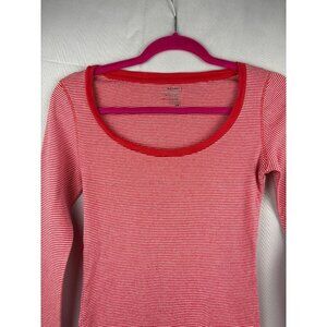 Old Navy Red & White Striped Long Sleeve Top S